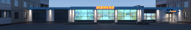 Фасад - супермаркета профлист+композит вариант 3 вид - 1