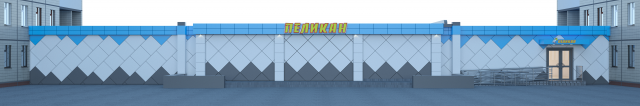 Фасад - супермаркета профлист+композит вариант 2 вид - 1