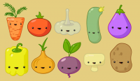 collection of happy vegetables