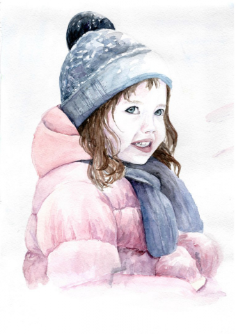 Девочка акварелью