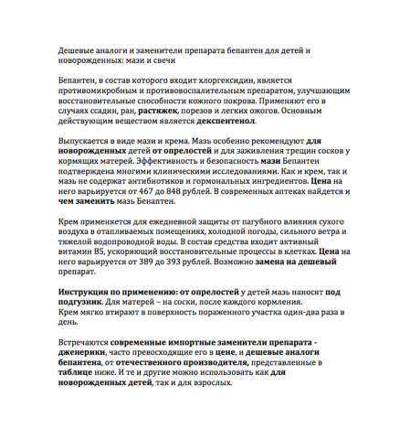 SEO-статья о препарате Бепантен
