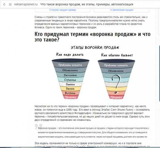SEO-оптимизированная информационная статья о воронке продаж
