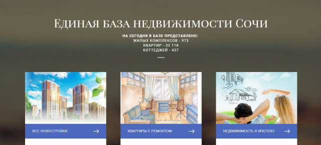 Сайт Единая база недвижимости Сочи