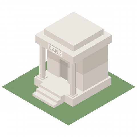 Isometric bank icon.