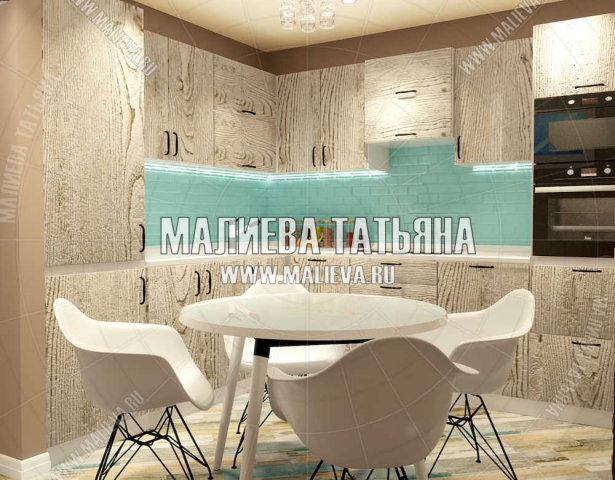 Кухня с яркой плиткой