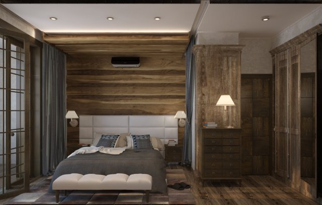 Спальная комната в стиле шале