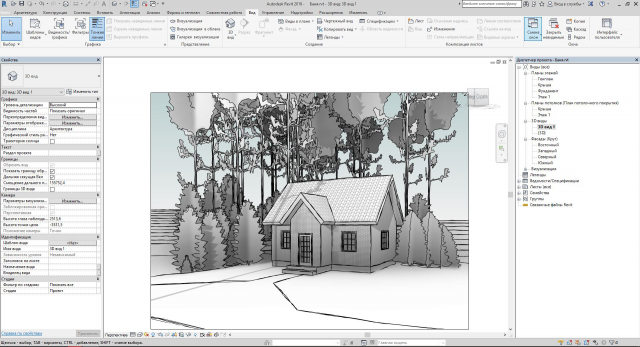 Охотничий домик в лесу