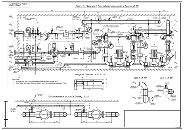 Вид трубопроводов. Центральный тепловой пункт