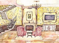 Эскиз гостинной. Акварель