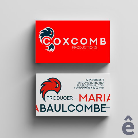 Визитки для продюсерской компании "Coxcomb Productions"