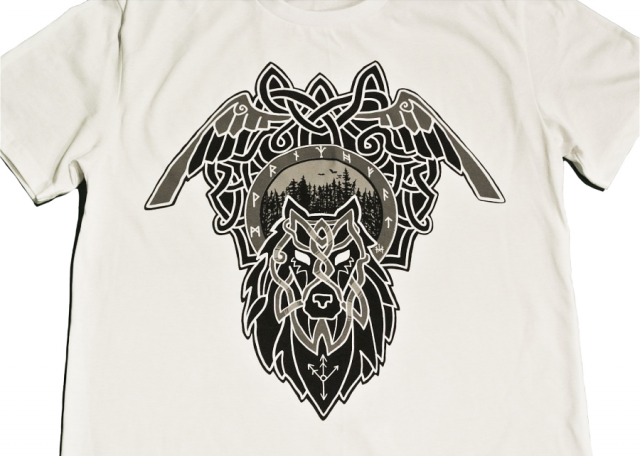 Принт на футболку. Волк