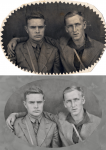 Реставрация старого снимка (два друга)