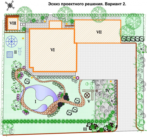 Ландшафтный дизайн частного сада на Бледе
