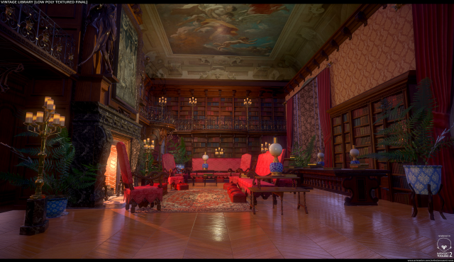 Библиотека (low poly, VR, mobile)