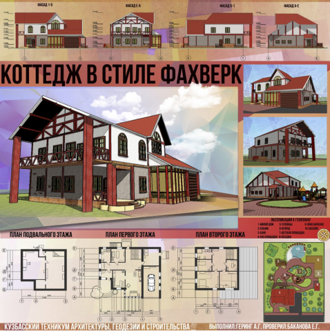 Экстерьер коттеджа с элементами стиля фахверк