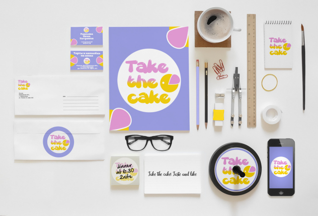 Пример фирменного стиля + нейминг "Take the cake"