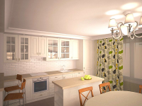 Дизайн-проект кухни-гостиной в загородном доме