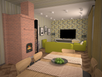 Интерьер кухни-гостиной в загородном доме