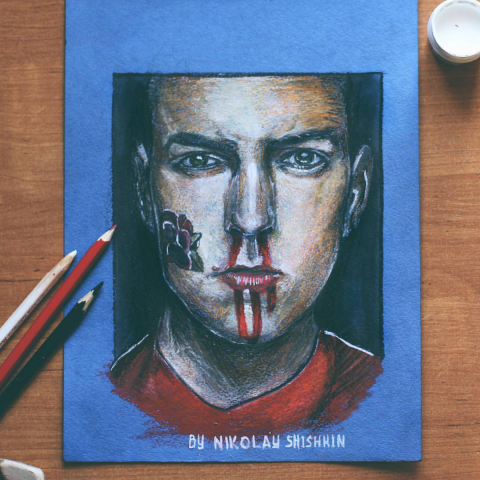 Рисунок: портрет. Изображение- блогер Дмитрий Крикун