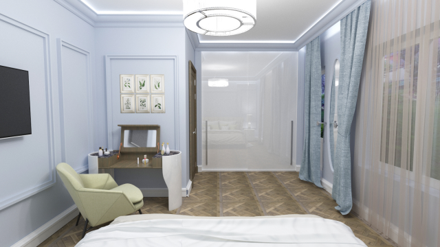 Дизайн-проект спальной комнаты для семейной пары