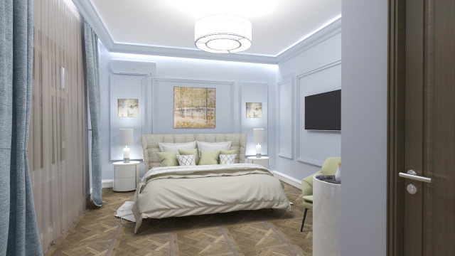 Дизайн-проект спальной комнаты для семейной пары