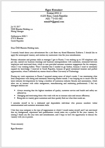 Cover letter