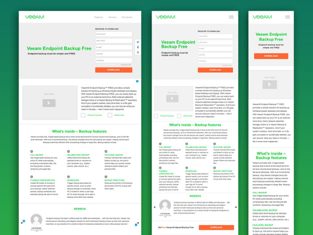 Responsive prototype of the landing page