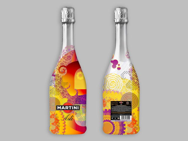 Martini Asti, дизайн этикетки (bottle sleeve)