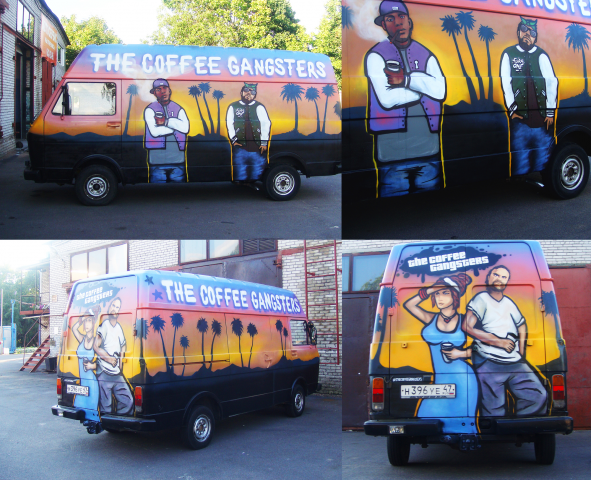 Роспись фургона "Coffee Gangsters" в стиле GTA