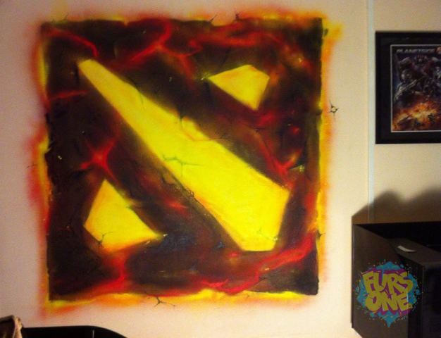 Нанесение логотипа "Dota 2" в компьютерном клубе "Skill"