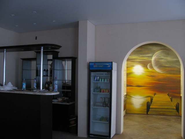 Рисунок на кухне, частный дом