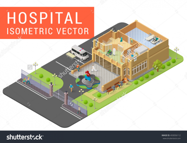 Hospital isometric vector