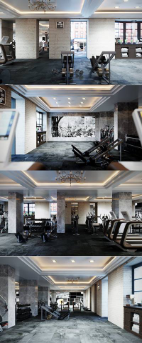 Дизайн проект элитного спорт клуба. Зал.