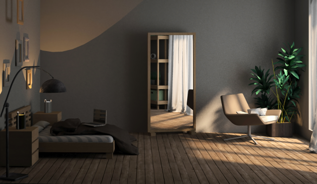 Дизайн интерьера спальни в Autodesk 3ds Max. Пробный рендер.