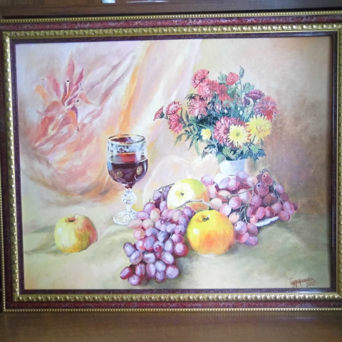 "Натюрморт с бокалом вина" Холст,масло,формат 50-60