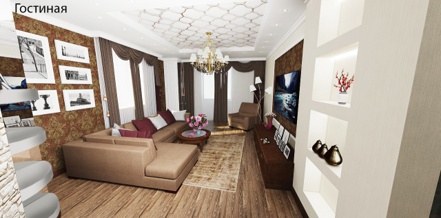 Гостиная в ЖК Владимирский г. Белгород