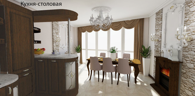 Кухня-столовая ЖК Владимирский г. Белгород