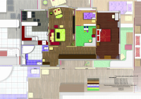 План пола с расстановкой мебели в 3х-комнатной квартире