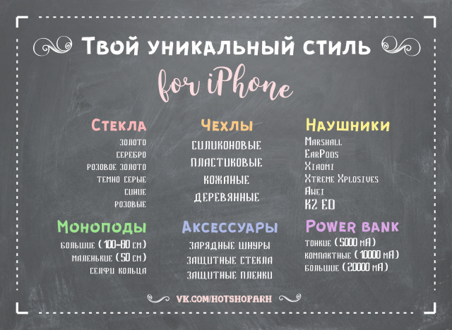 Меню группы по продаже чехлов для iPhone