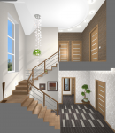 Прихожая и лестница в частном доме