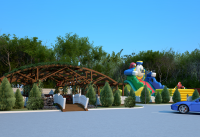 Пергола и детская площадка у кафе
