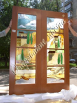 Витражная вставка в двери, Тиффани и фьюзинг