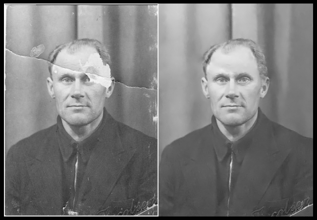 Восстановленная фотография фронтовика