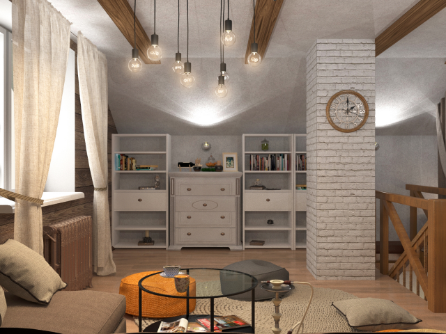 2 этаж бани в стиле Лофт