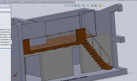 3d solidworks, NX металлоконструкция в интерьере зашита деревом