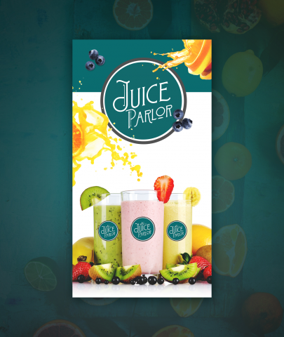 Баннер для наружной рекламы сети фреш соков Juice Parlor