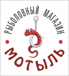 Эмблема рыболовного магазина "Мотыль"