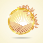 illustration of a wheat field at sunset