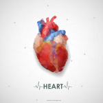 Abstract colored polygonal triangular human heart