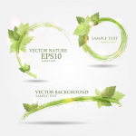 Set of three banners with fresh green leaves and bright light